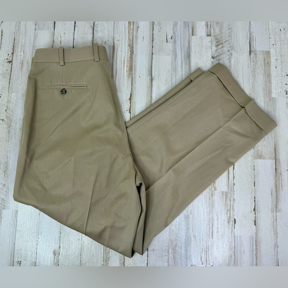 Pendleton Tan Wool Pleated Cuffed Trousers Mens Sz 36 (36x28.5)